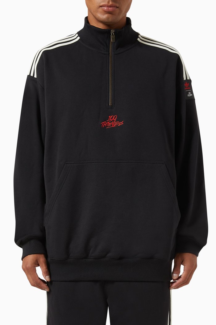 

x 100 Thieves Half Zip Sweatshirt in Cotton-blend, Black