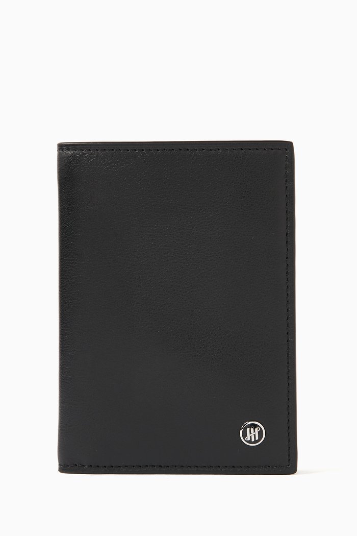Coat Wallet in Leather, Black