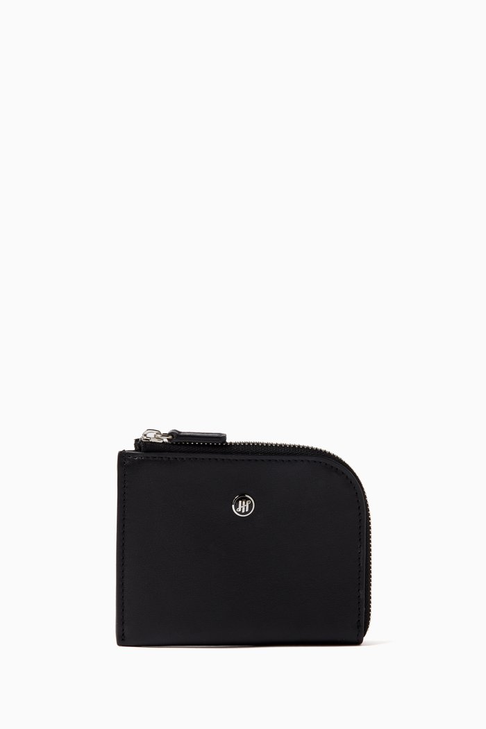 Coin Purse in Venetian Calfskin, Black