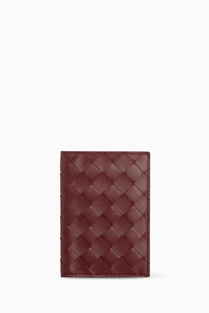 

Passport Case in Intrecciato Leather, Burgundy