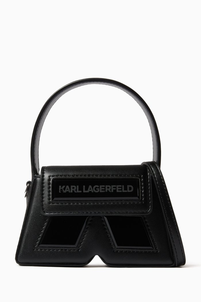 Nano Ikon K Top-handle Bag in Recycled Leather, Black