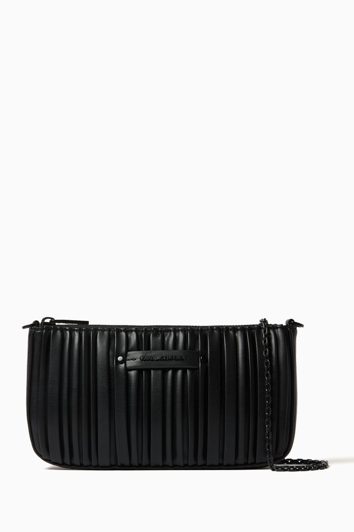 K/Kushion Quilt Shoulder Bag in Faux Leather, Black