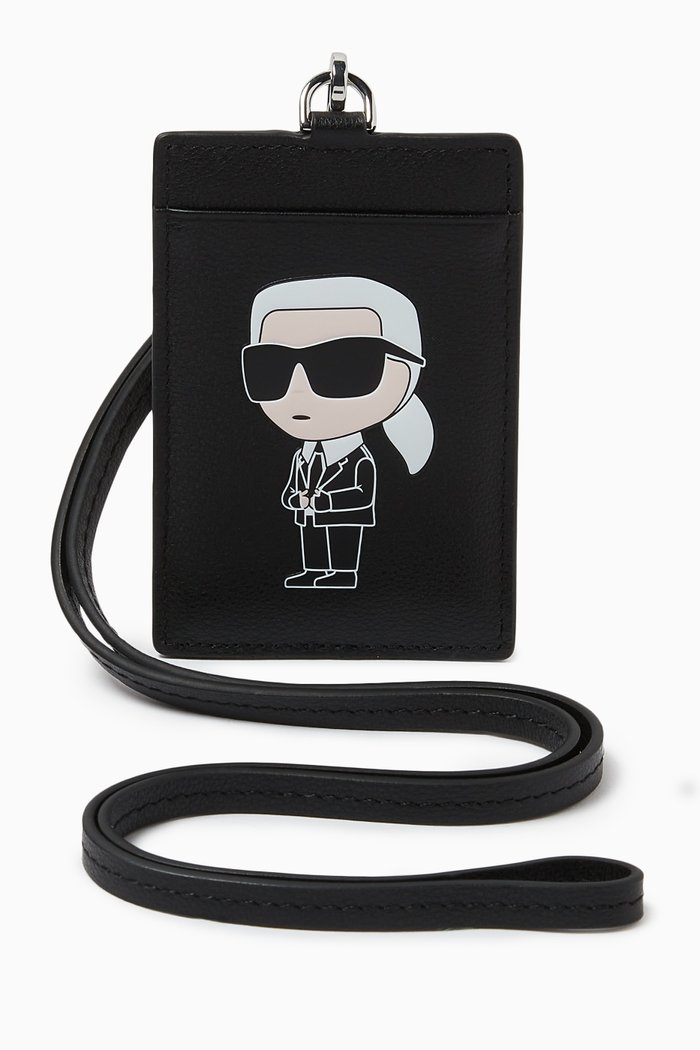 

K/Ikonik Card Holder & Strap in Leather, Black