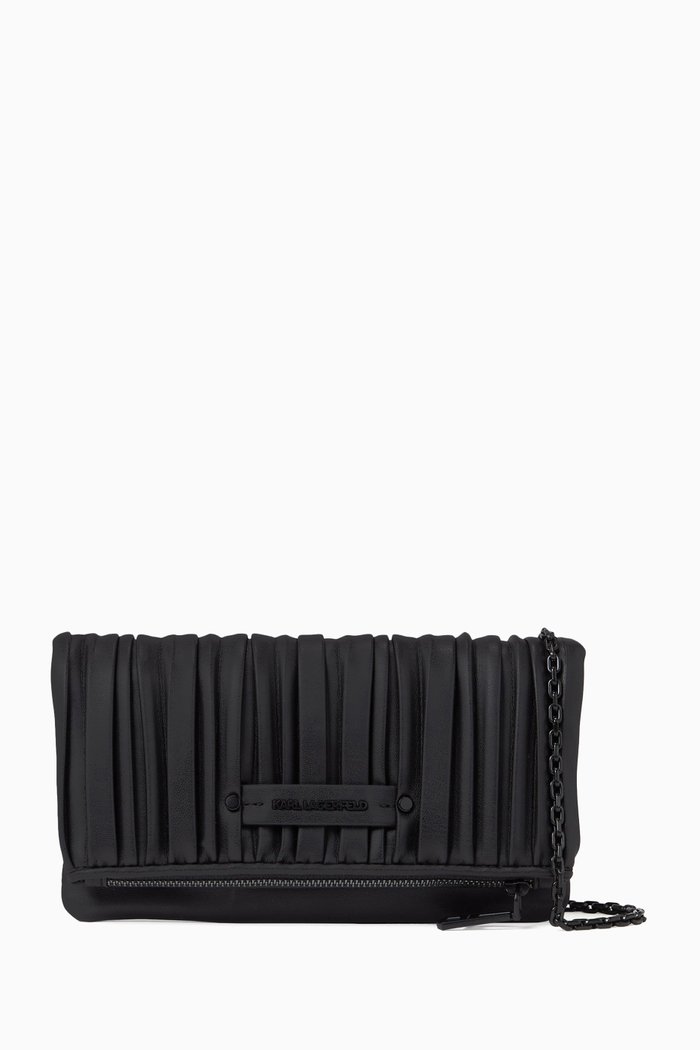 Small K/Kushion Clutch Bag in Recycled Faux Leather, Black