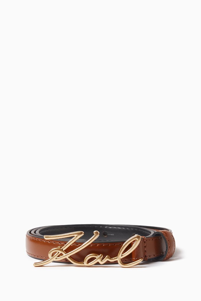 

K/Signature Belt in Leather, Brown