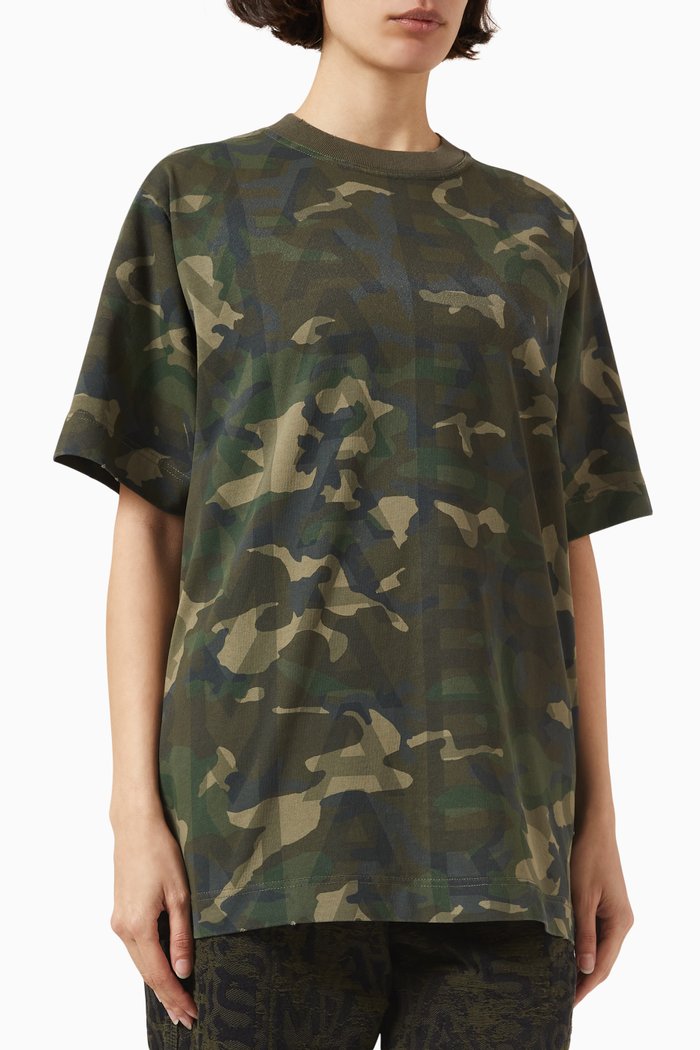 

Camo Oversized T-shirt in Cotton, Green