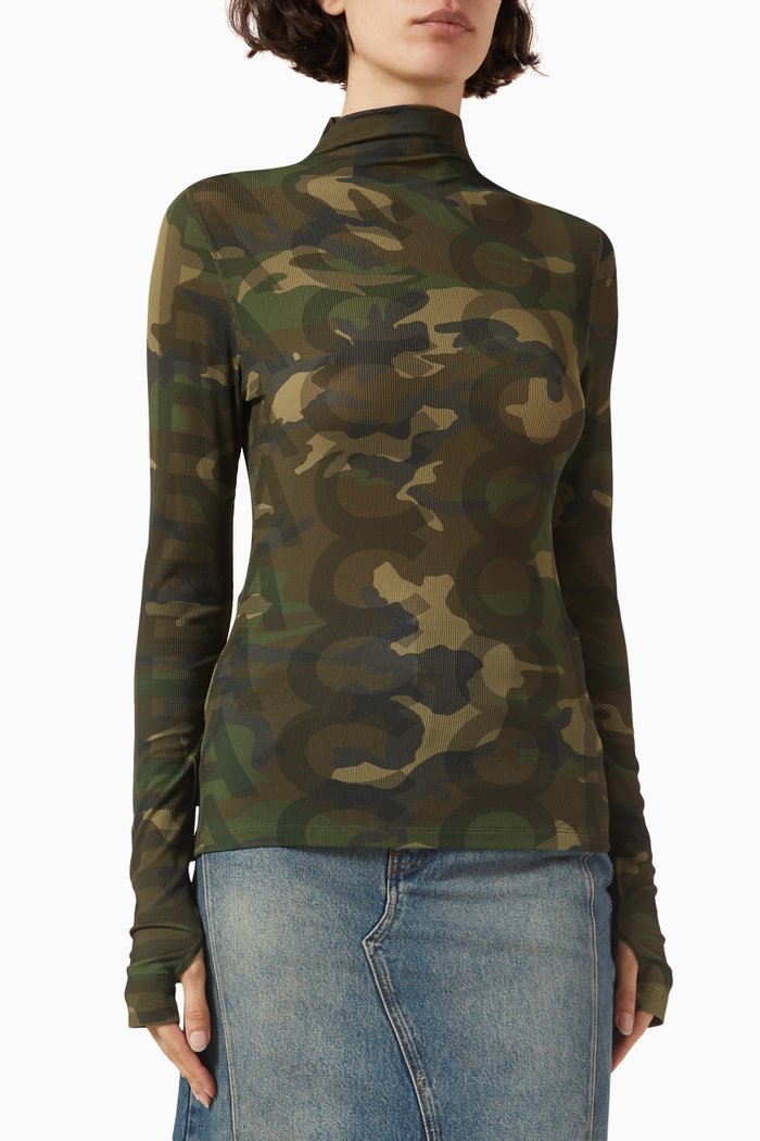 

Camo T-shirt in Mesh, Green