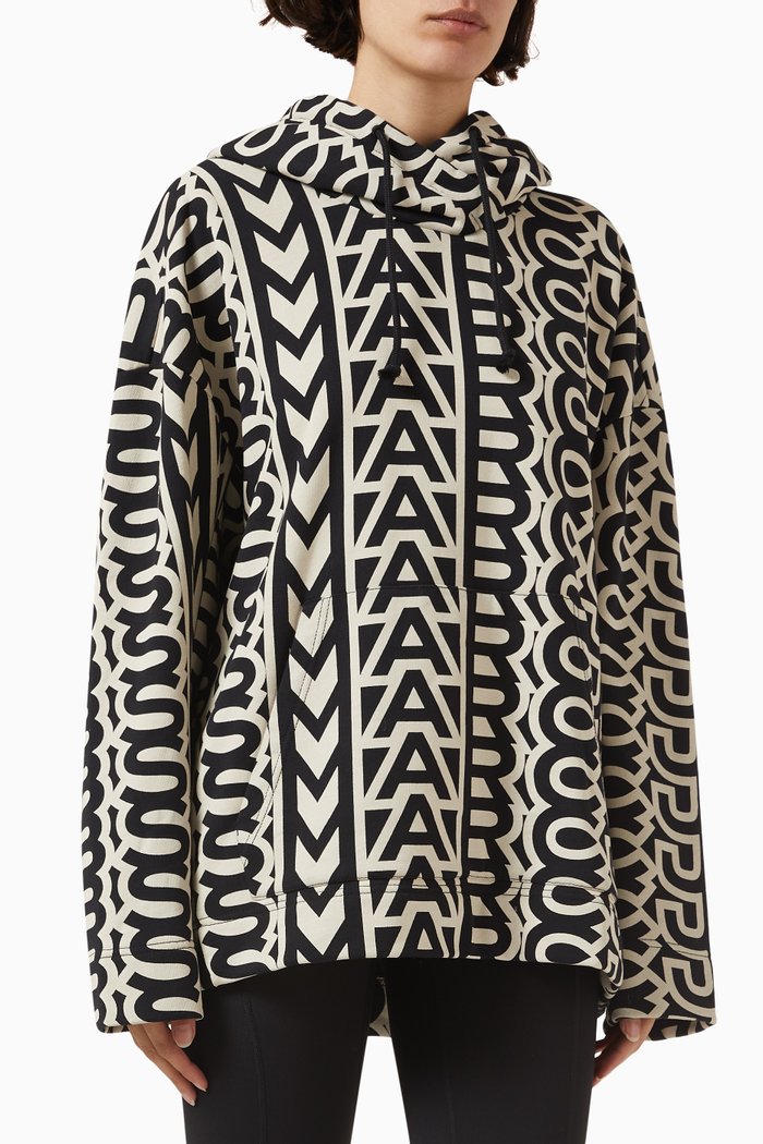 

Monogram Oversized Hoodie in Cotton, Black