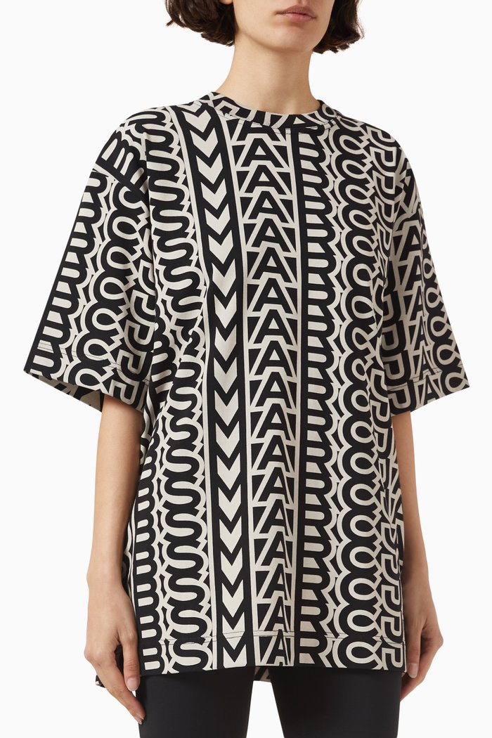 

Monogram-print Oversized T-shirt in Cotton, Black