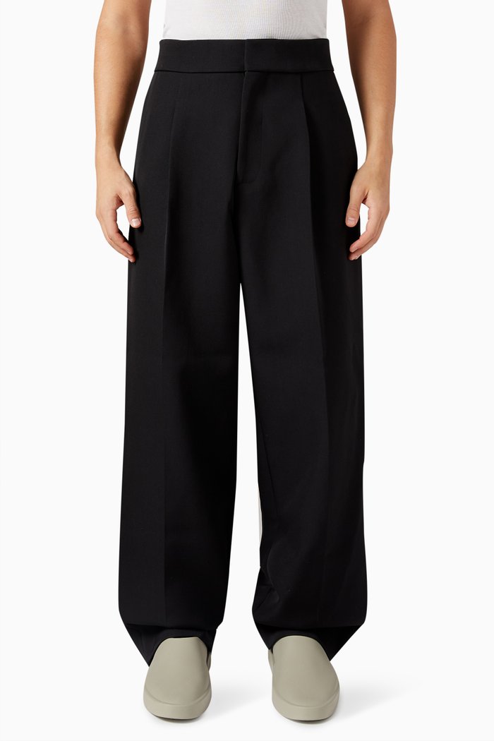 

Single-pleated Relaxed Pants in Twill, Black