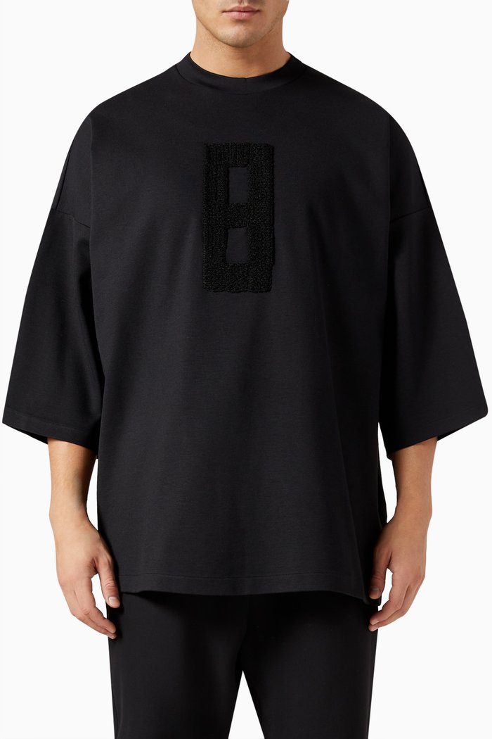 

Embroidered 8 Milano T-shirt in Jersey, Black