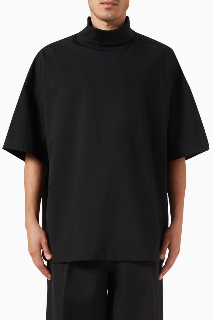 

High Neck Top in Cotton Oxford, Black