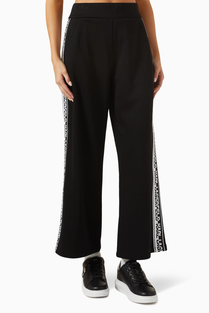 

Logo-tape Culotte Sweatpants in Viscose-jersey, Black