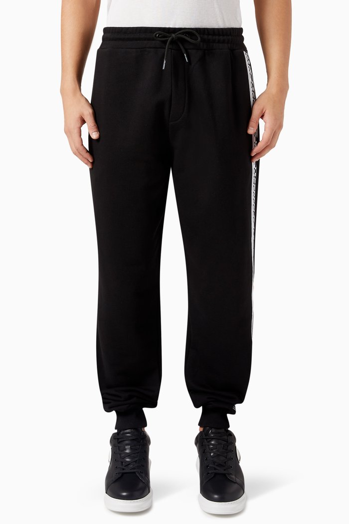 

Logo Tape Sweatpants in Organic Cotton Jersey, Black