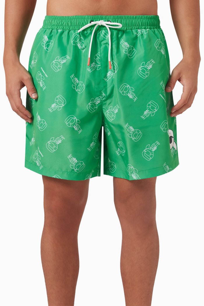 

Ikonik Logo-print Board Shorts, Green