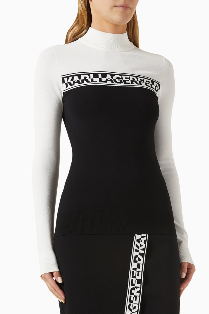 

Logo-tape Turtleneck Sweater in Viscose-blend Knit, Black