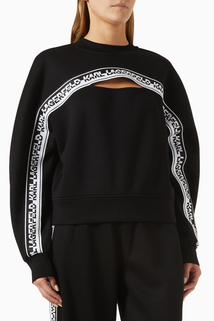 Logo Cut-out Sweatshirt in Viscose-jersey, Black