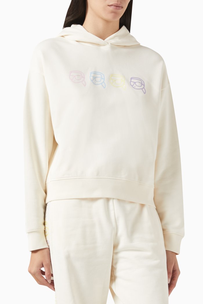 

K/Ikonik Outline Hoodie in Organic Cotton, White