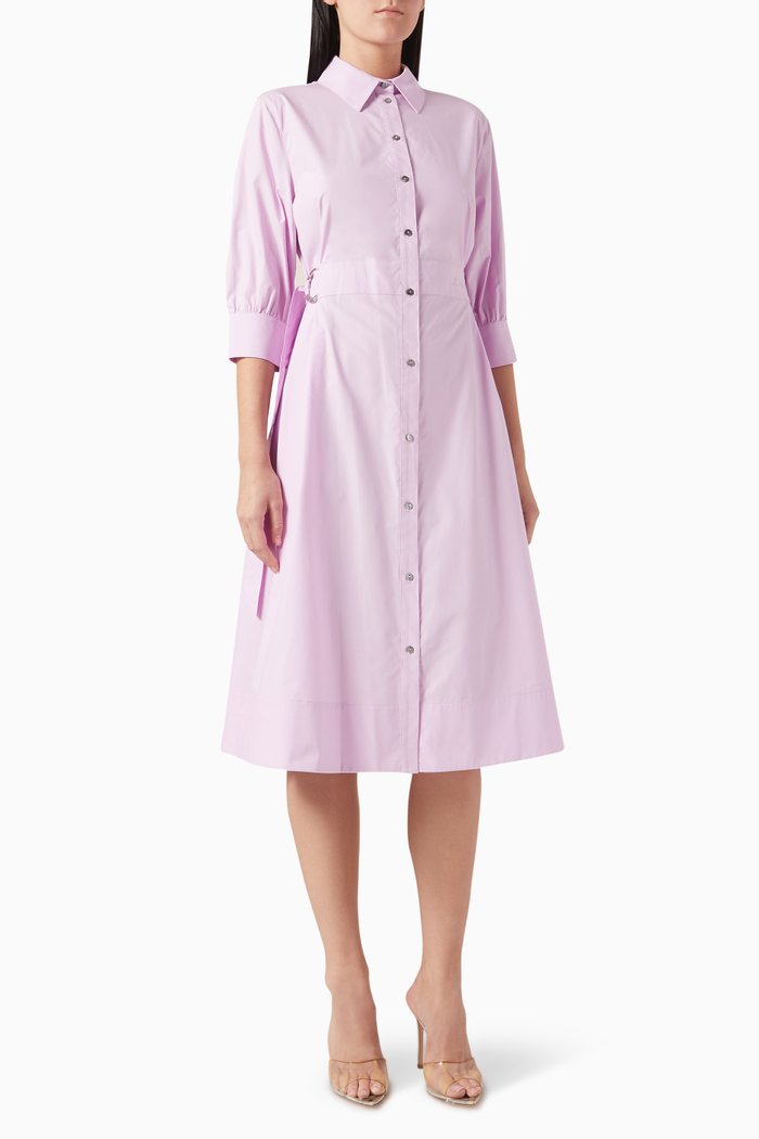 

Midi Shirt Dress in Organic-cotton, Purple
