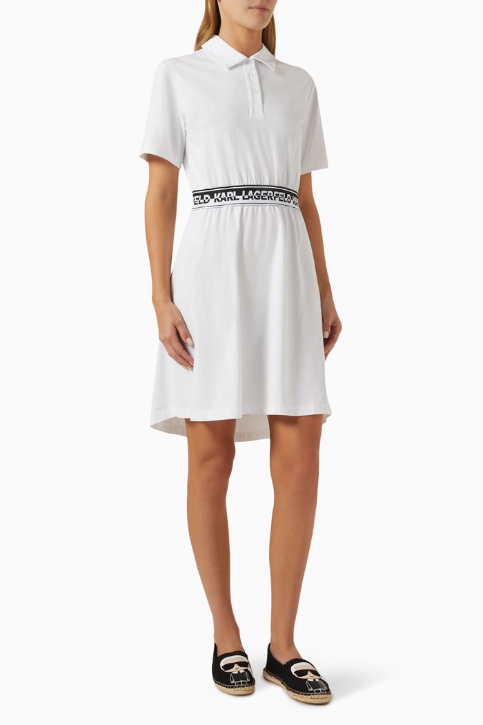 

Logo-tape Polo Mini Dress in Organic Cotton, White