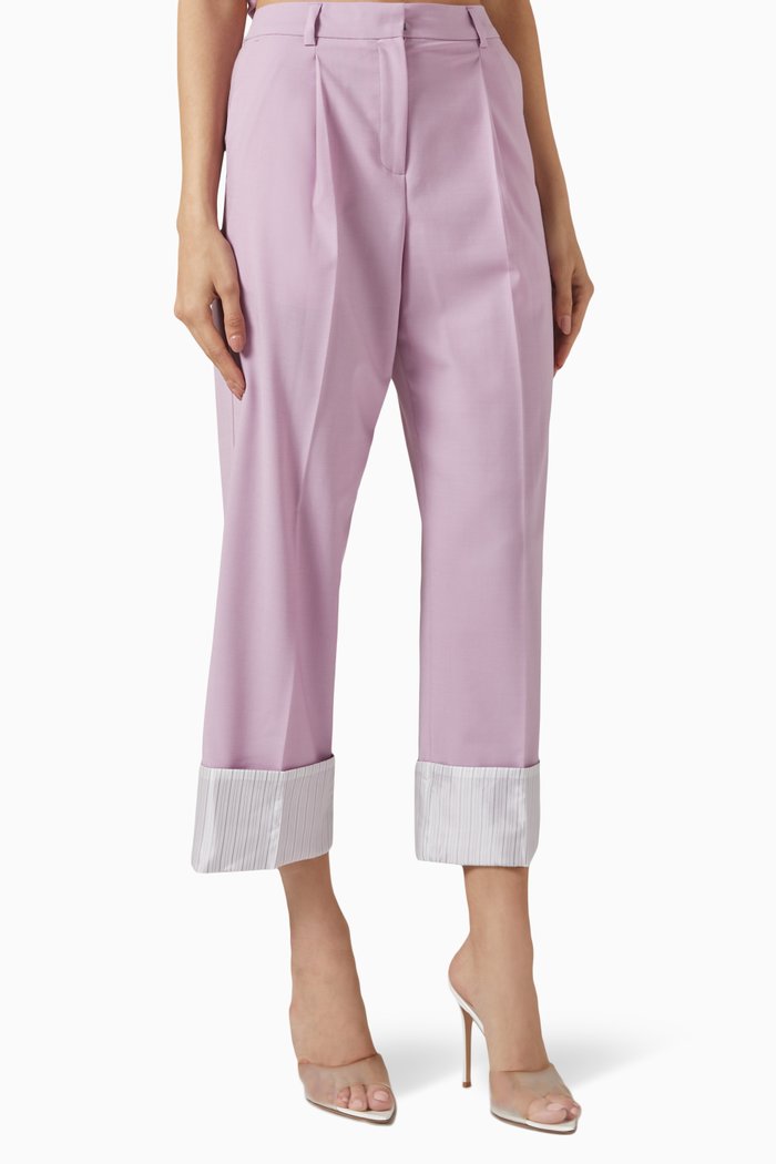 Hun Kim's Edit Tailored Pants in Wool Blend, Purple