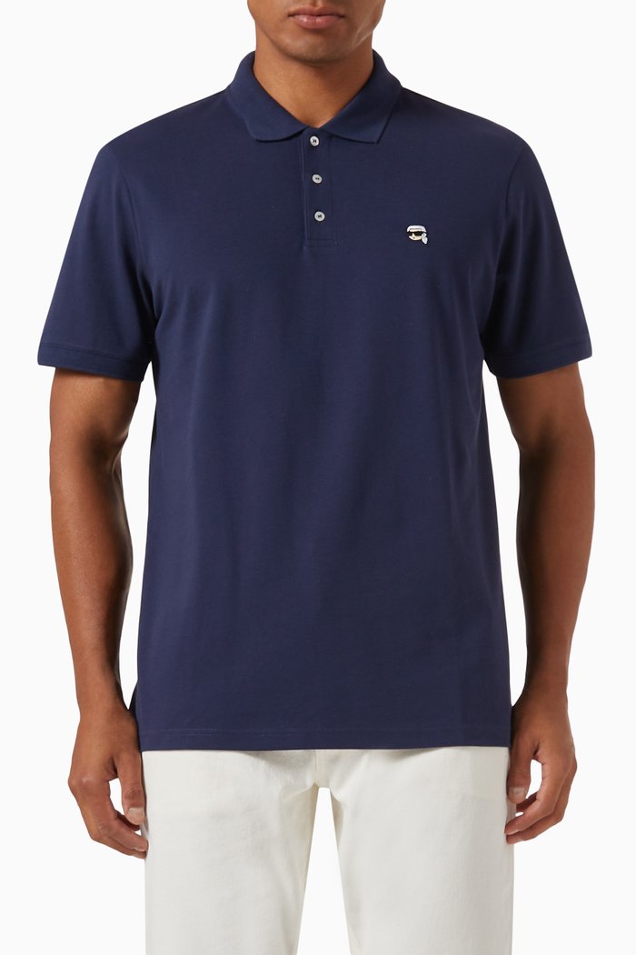 

Ikonik Embroidered Polo Shirt in Cotton, Black