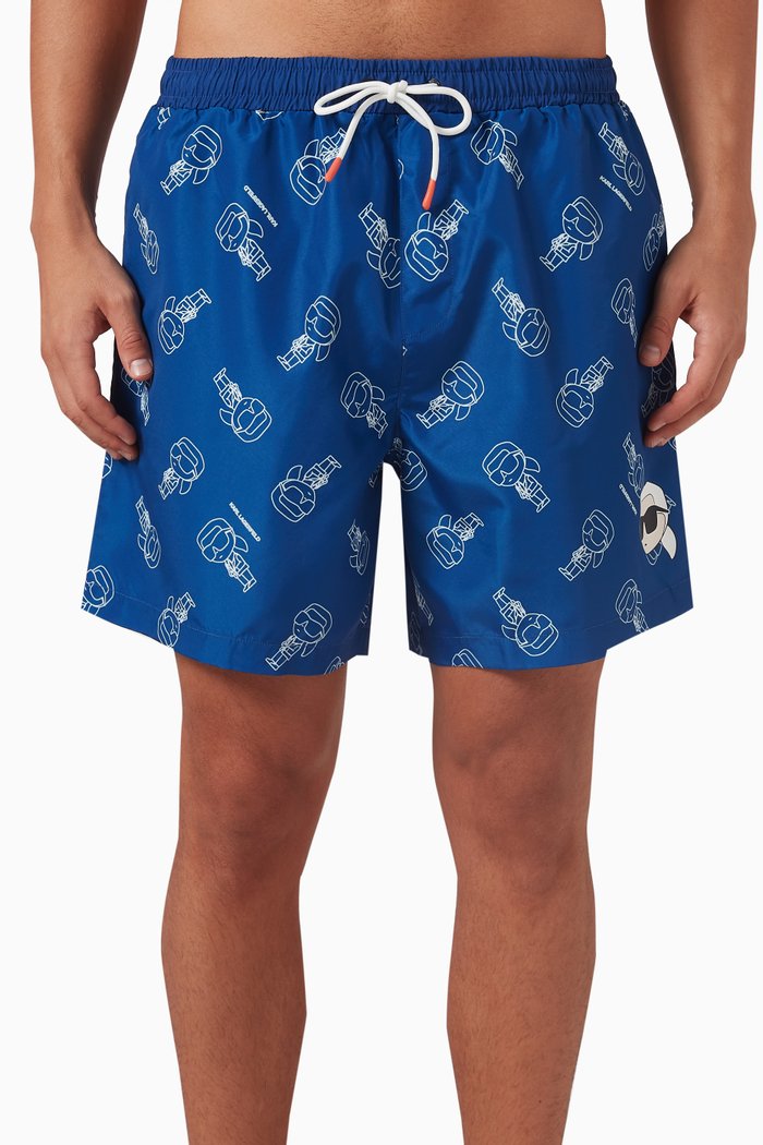 

Ikonik Logo-print Board Shorts, Blue
