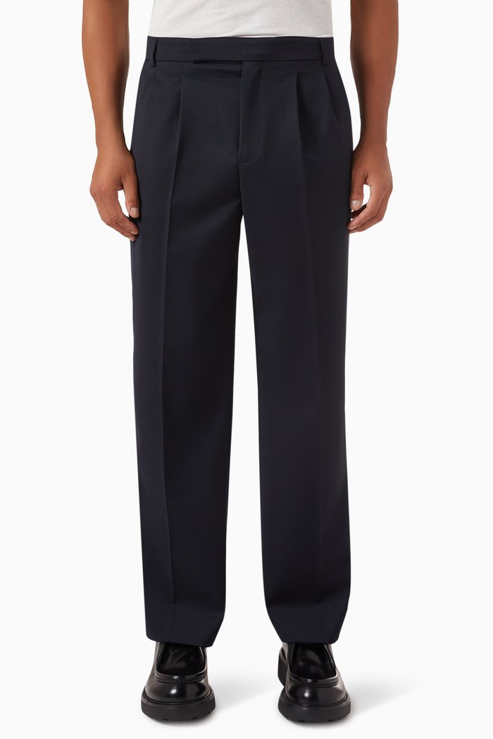 

Tailored Relaxed-fit Pants in Wool-blend, Black
