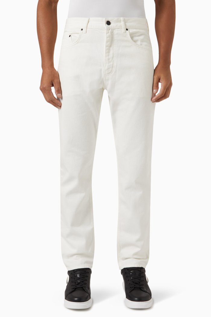 Logo Tapered Jeans in Denim, White