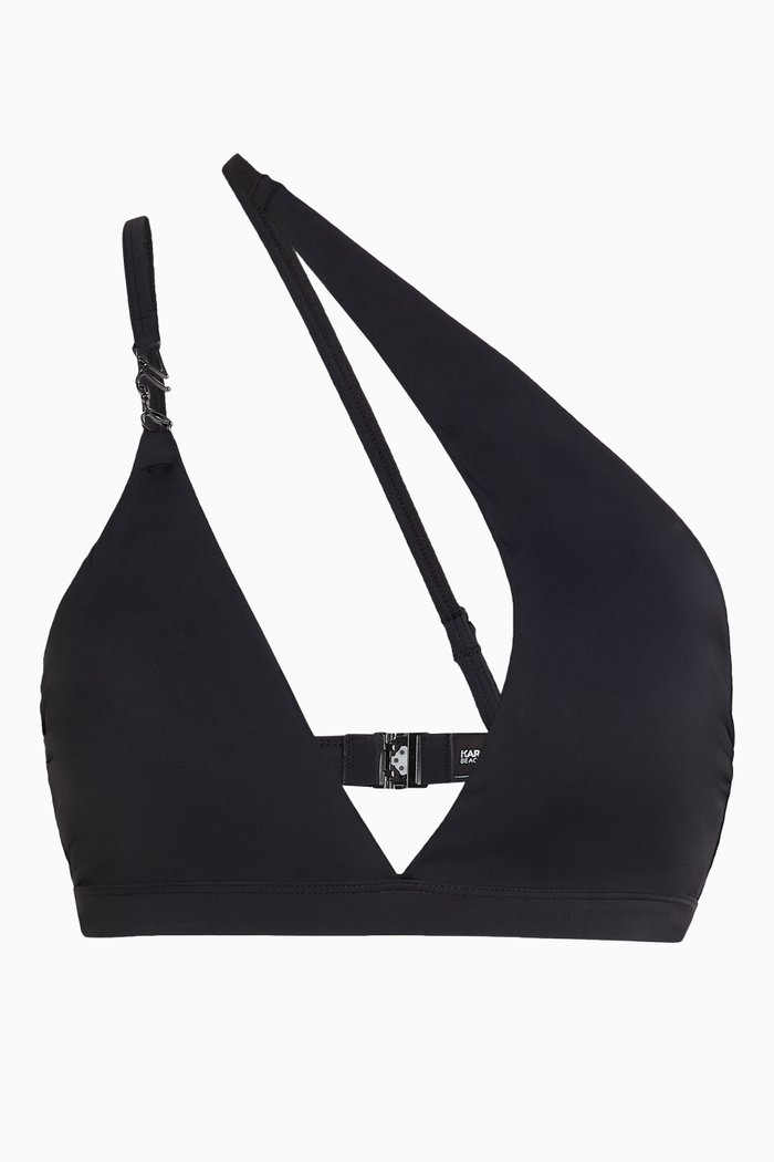 

DNA Signature Asymmetrical Bikini Top, Black