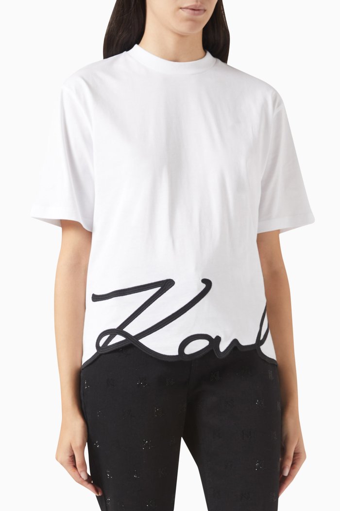 

Signature-hem T-shirt in Organic Cotton, White