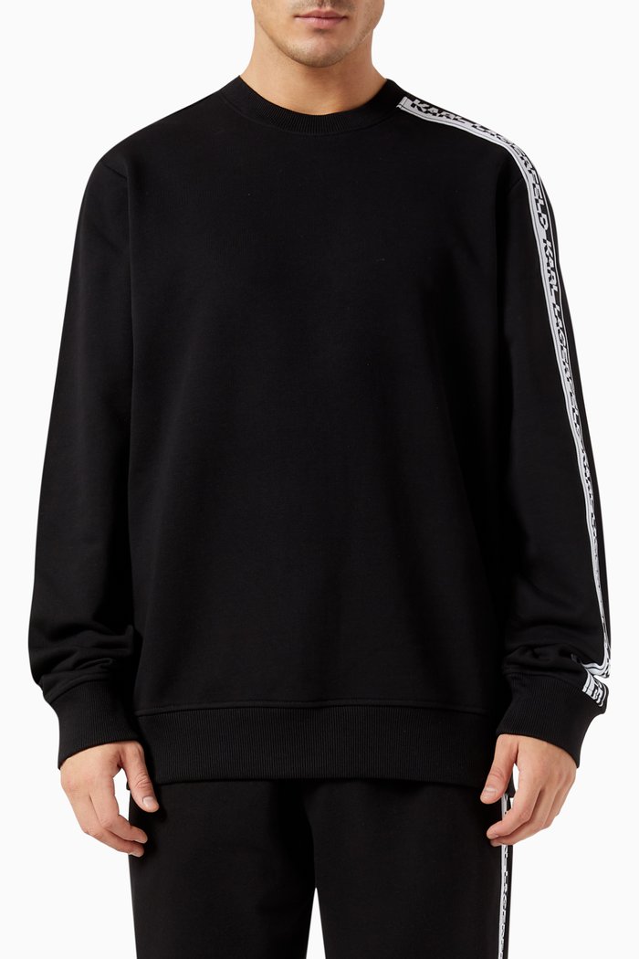 

Logo Tape Sweatshirt in Organic Cotton Jersey, Black