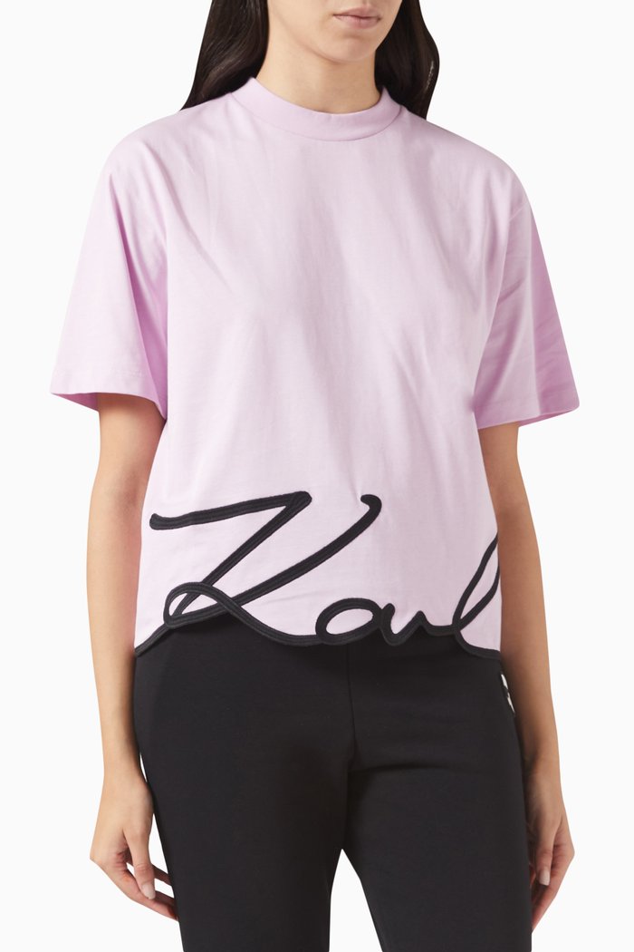 

Signature-hem T-shirt in Organic Cotton, Purple
