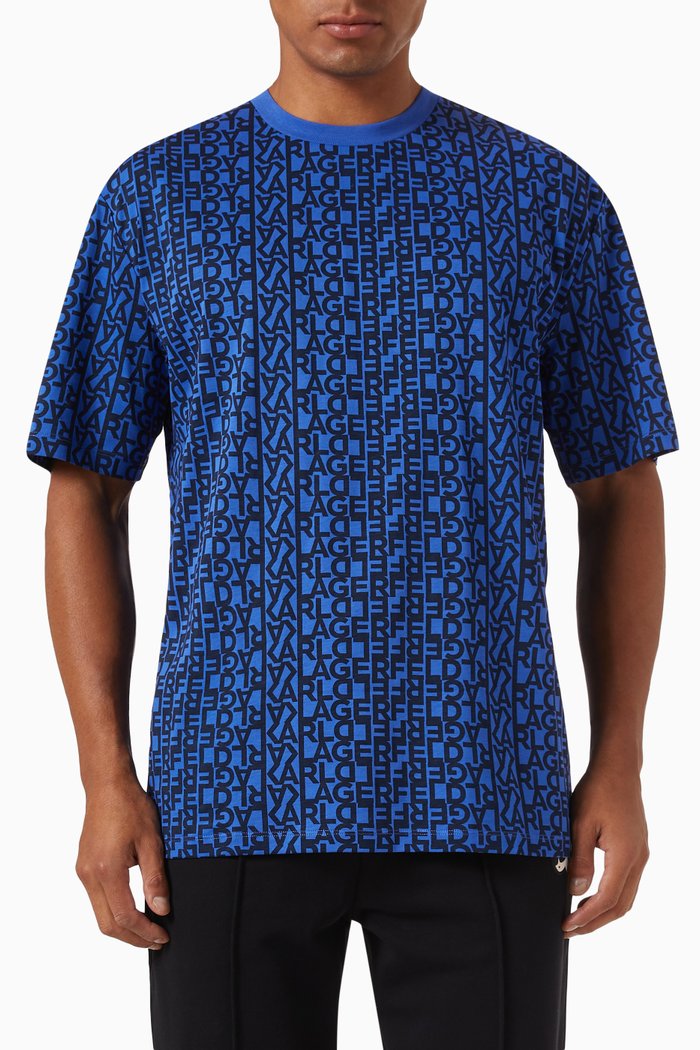 

All-over Logo T-shirt in Cotton, Blue