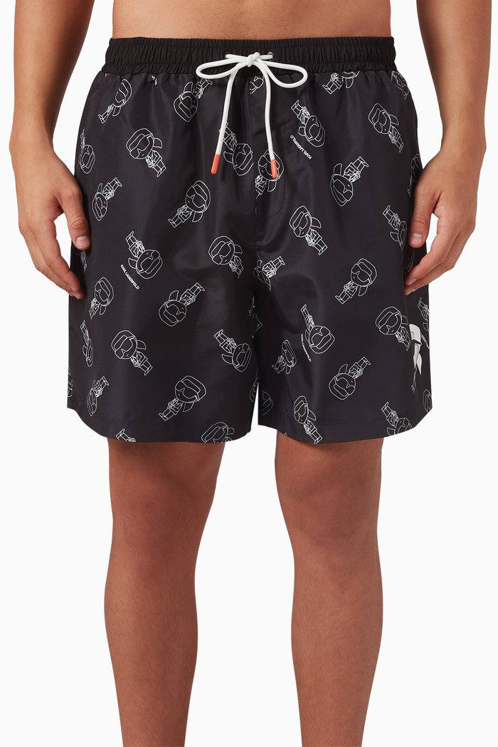 

Ikonik Logo-print Board Shorts, Black