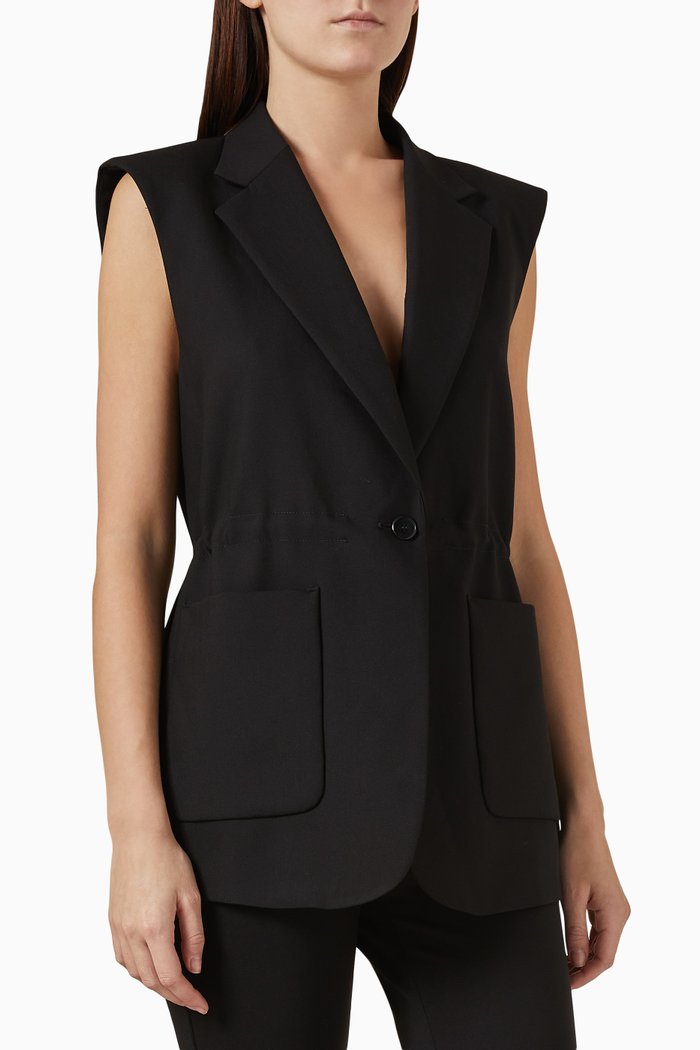 

Tailored Single-breasted Vest, Black