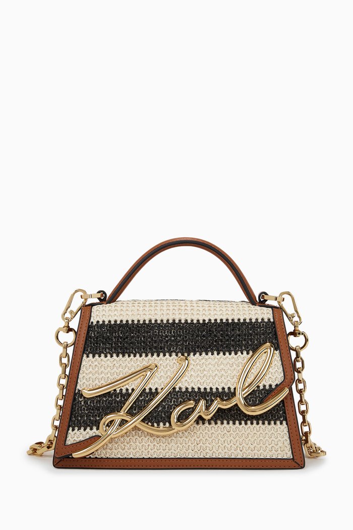 

Small Ksignature Crossbody Bag in Raffia, Brown