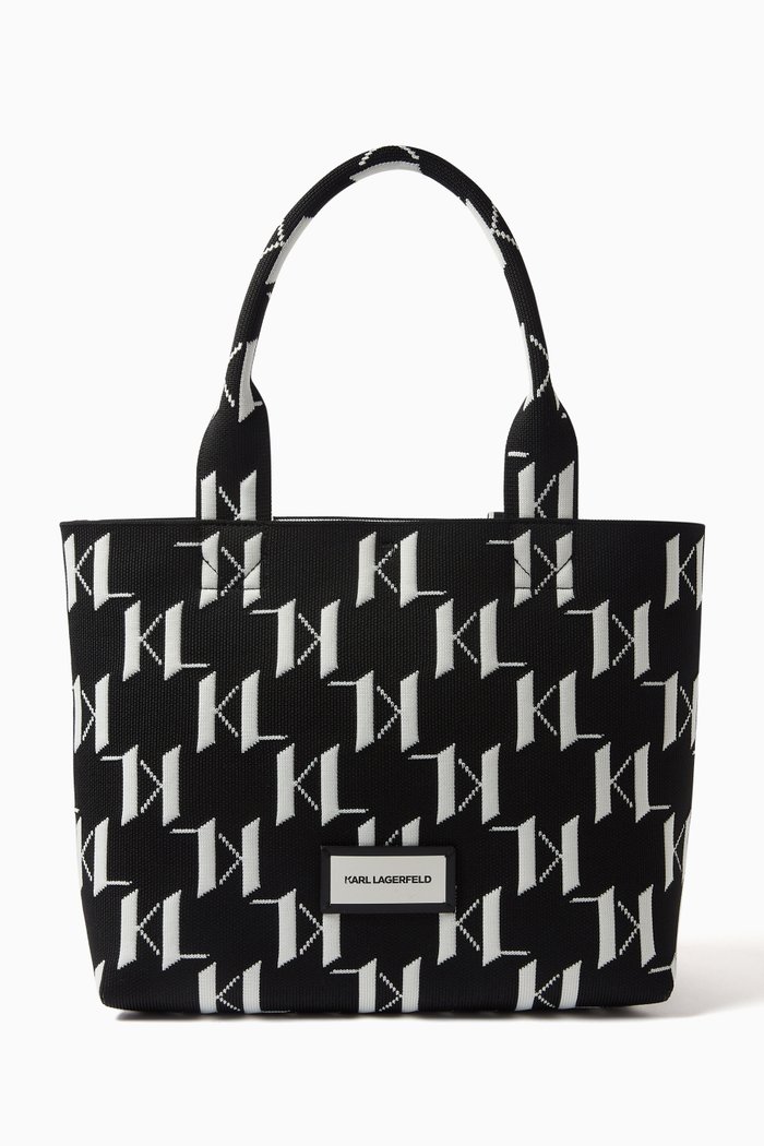 

Medium K/Monogram Knit Tote Bag, Black