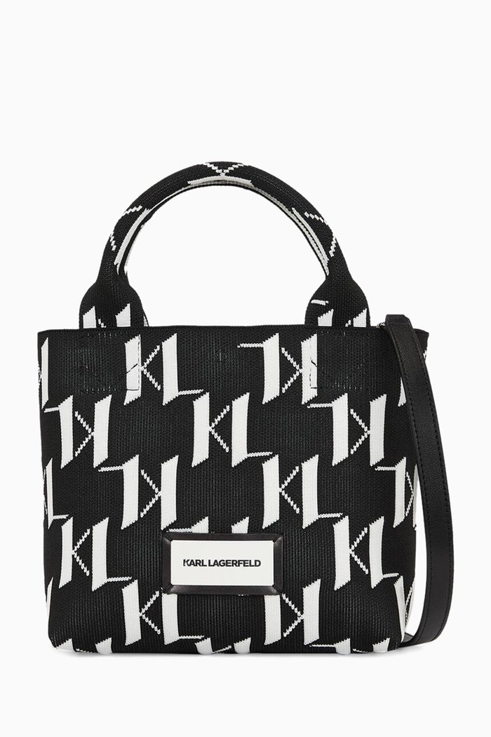 

K/Monogram Knit Tote Bag, Black