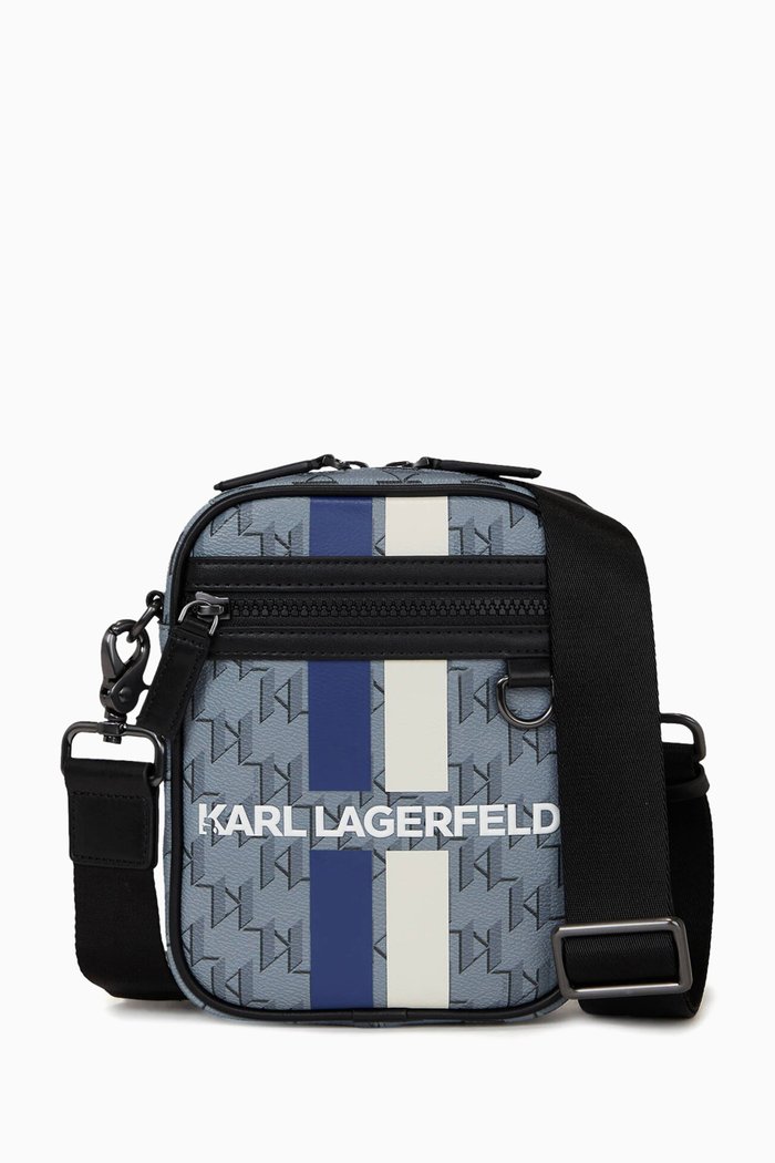 K/Monogram Klassik Crossbody Bag in Faux Leather, Grey