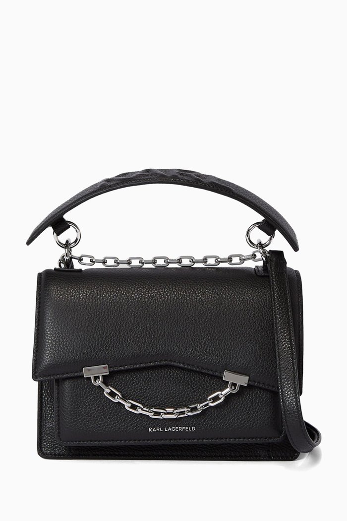 K/SEVEN Shoulder Bag in Grained Leather, Black