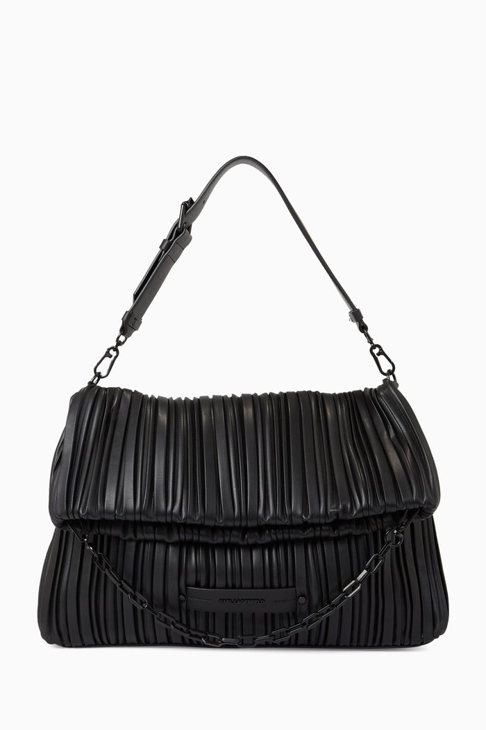 

Medium K/Kushion Folded Tote Bag in Faux Leather, Black
