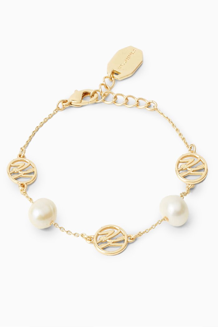 

K/Autograph Pearls Charm Bracelet in Metal, Gold