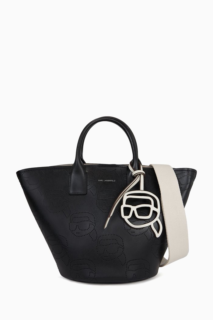 K/Ikonik 2.0 Perforated Tote Bag in Leather, Black