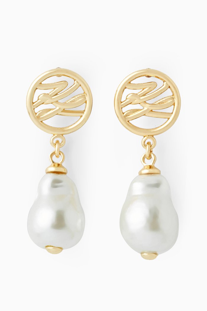 

K/Autograph Pearls Charm Stud Earrings in Metal, Gold
