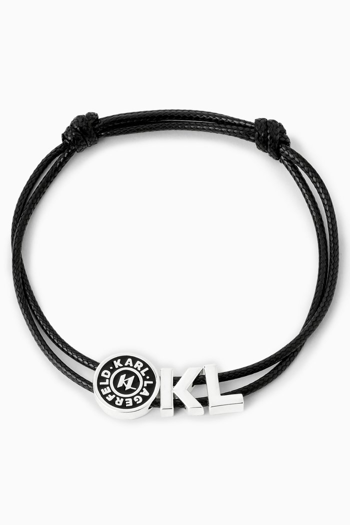 

KL Charm Bracelet in Cotton, Black