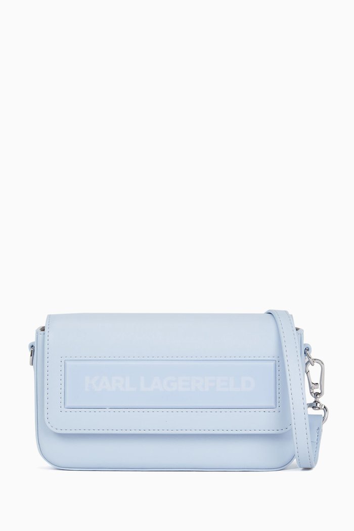 IKON K Small Flap Shoulder Bag in Leather, Blue