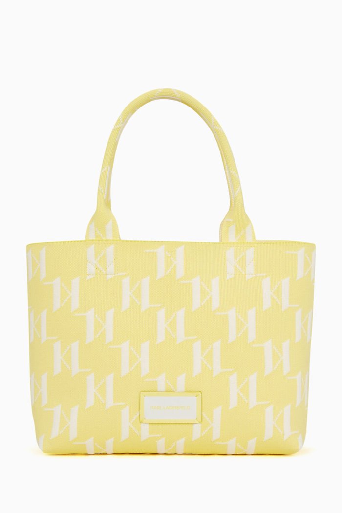 

Medium K/Monogram Knit Tote Bag, Yellow