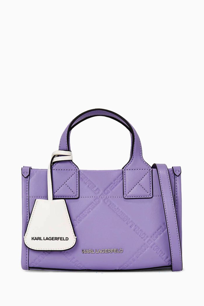 

Small K/Skuare Tote Bag in Faux Leather, Purple