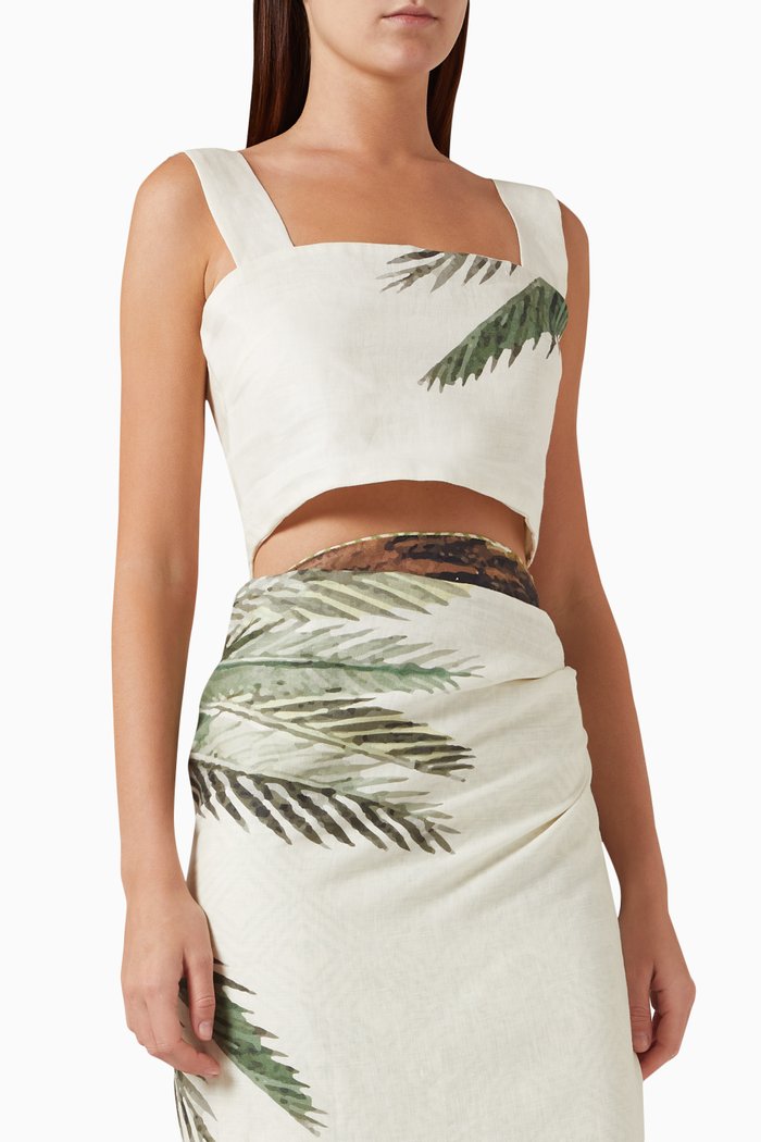 

Guainia Palms Crop Top in Linen, White